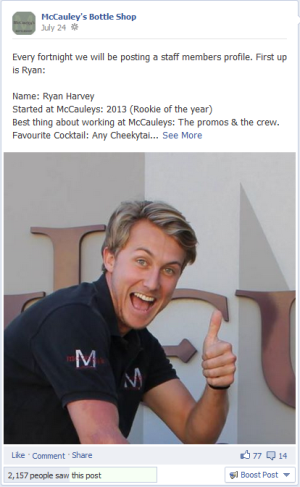 Example of Facebook post